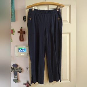 Pure J Jill Navy Blue Pull On Pants Size XSp straight leg button pocket Crop